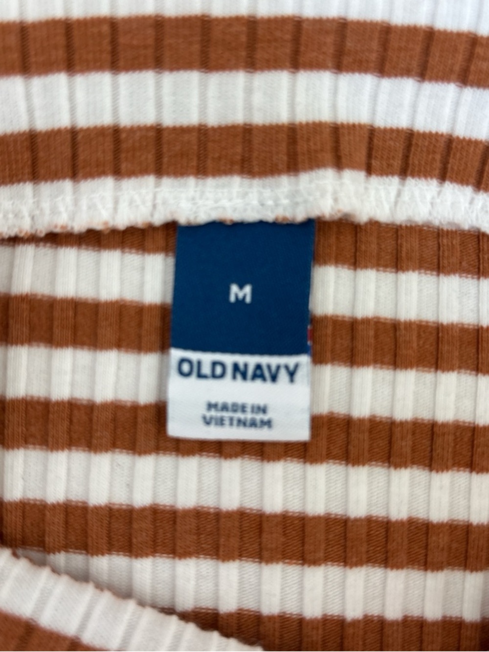 Old Navy White & Rust Striped Ribbed Tee - Picture 2 of 3